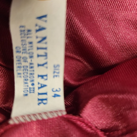 VTG Women's Burgundy Lace Trim Short Sleeve Button Down Pajama‎ Set Classy Sexy - Picture 5 of 8